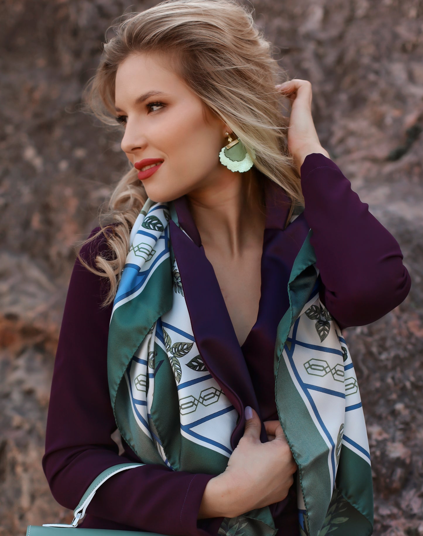 Green Hummingbird Art Deco Scarf
