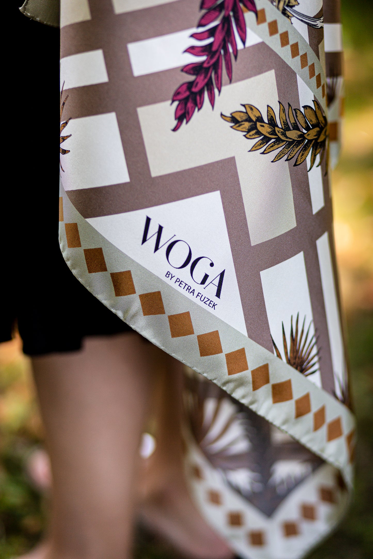 Beige Hummingbird Art Deco Scarf