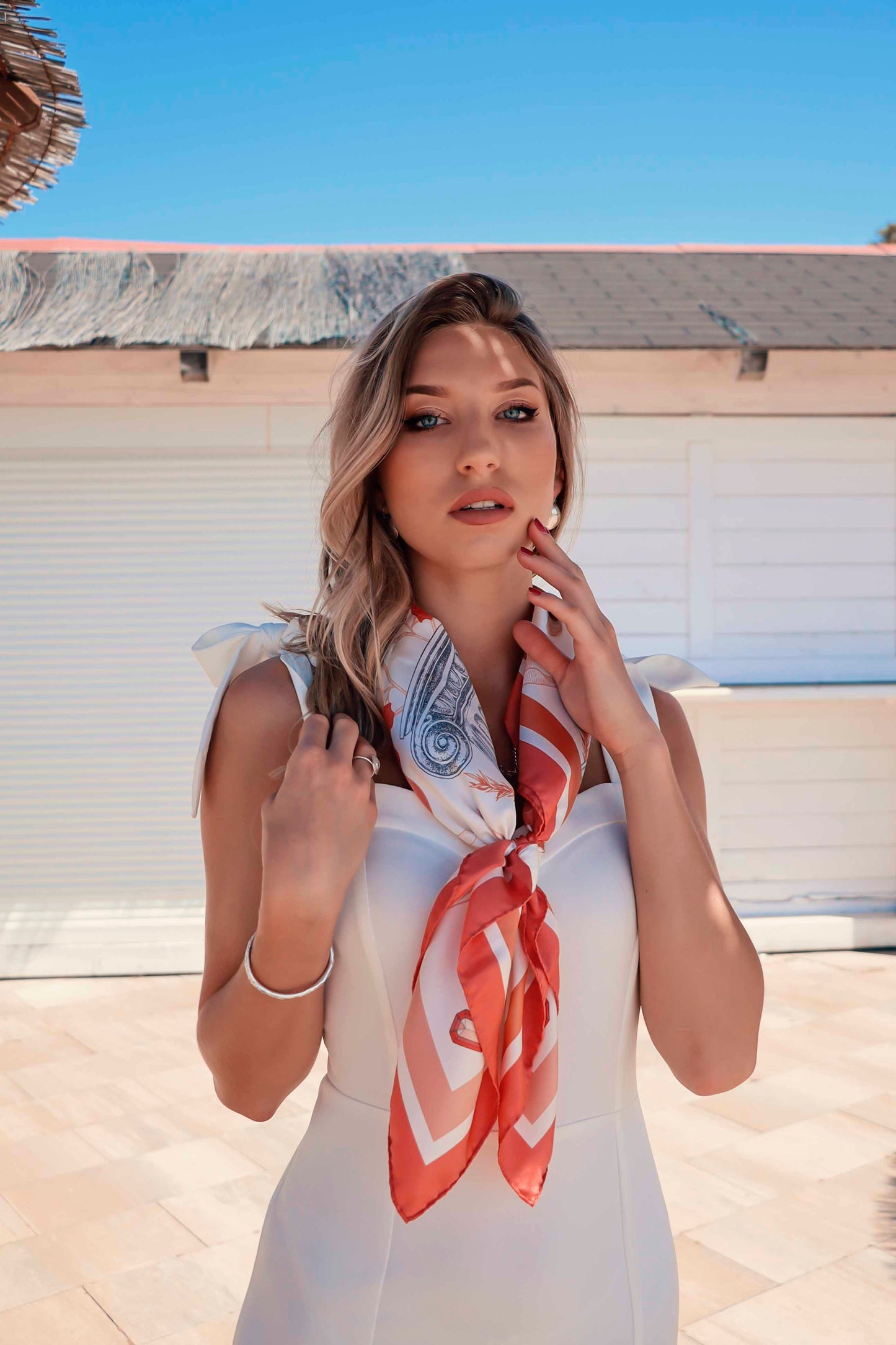 The Coral Greek Peony Scarf