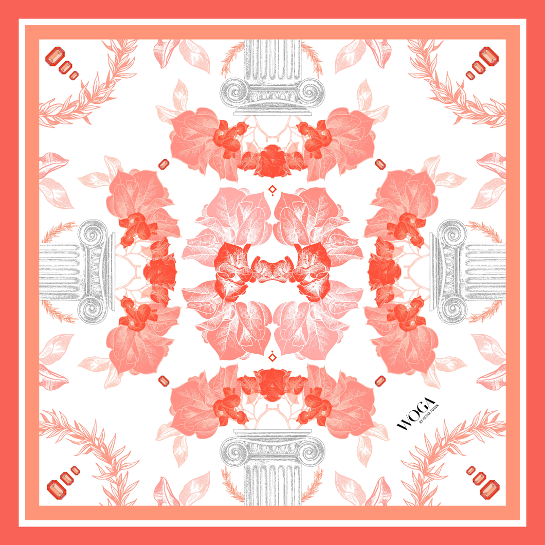The Coral Greek Peony Scarf