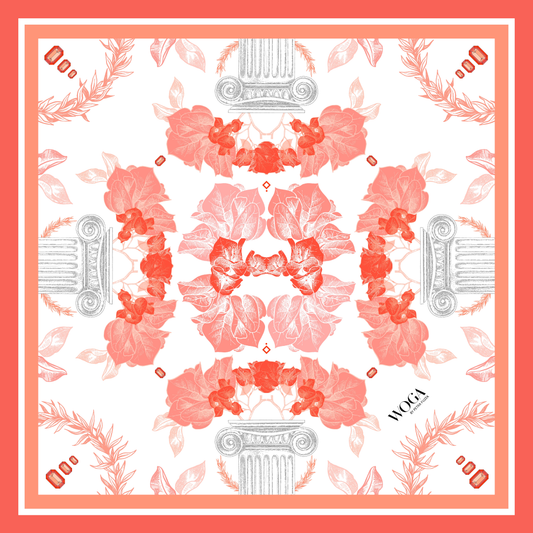 The Coral Greek Peony Scarf